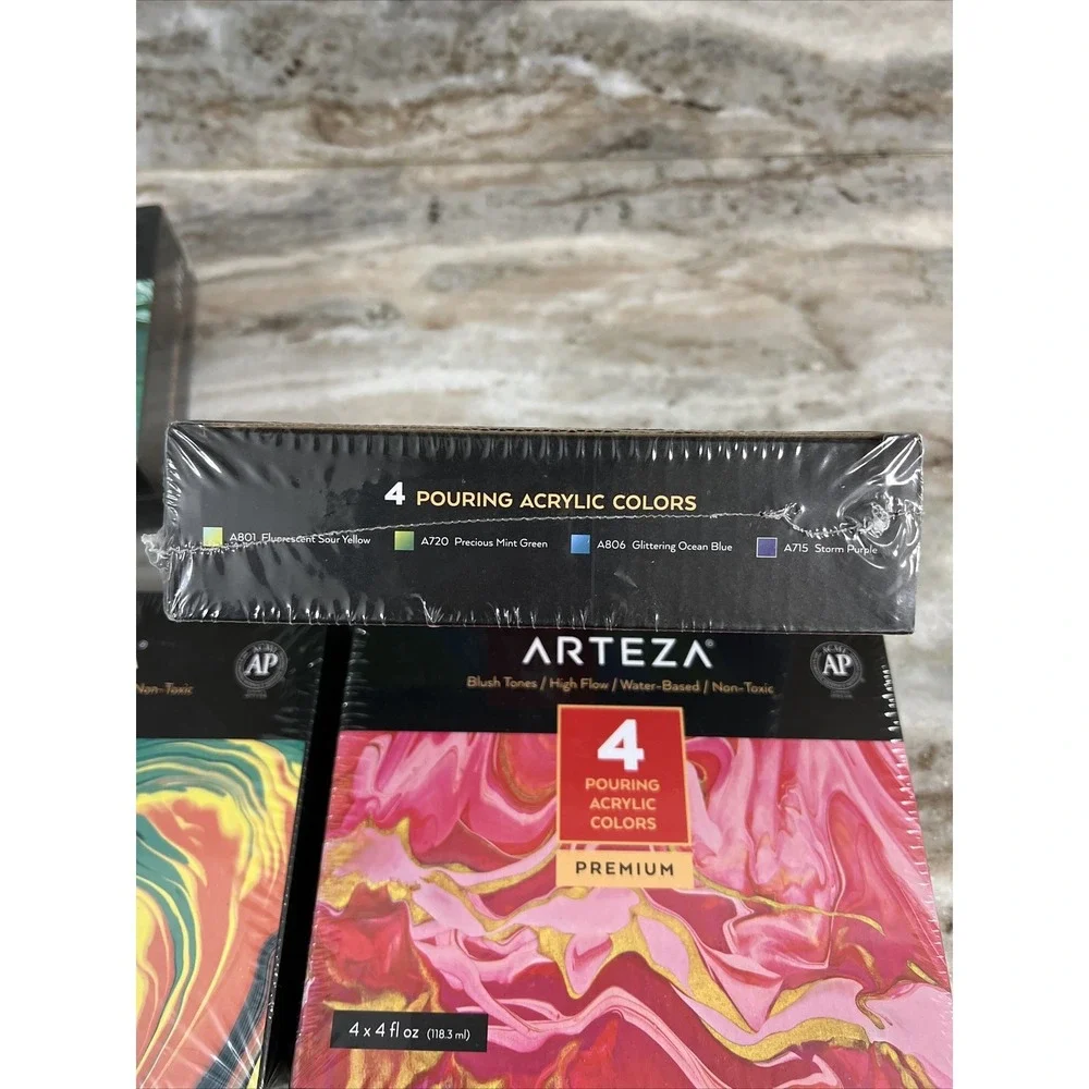 ARTEZA Iridescent Acrylic‎ Paint, Lot of 4 Boxes 4 fl oz Bottles Per Package